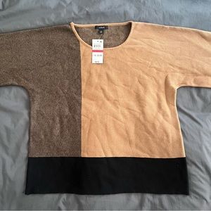 Alfani Block Print Caramel and Black Knit Top